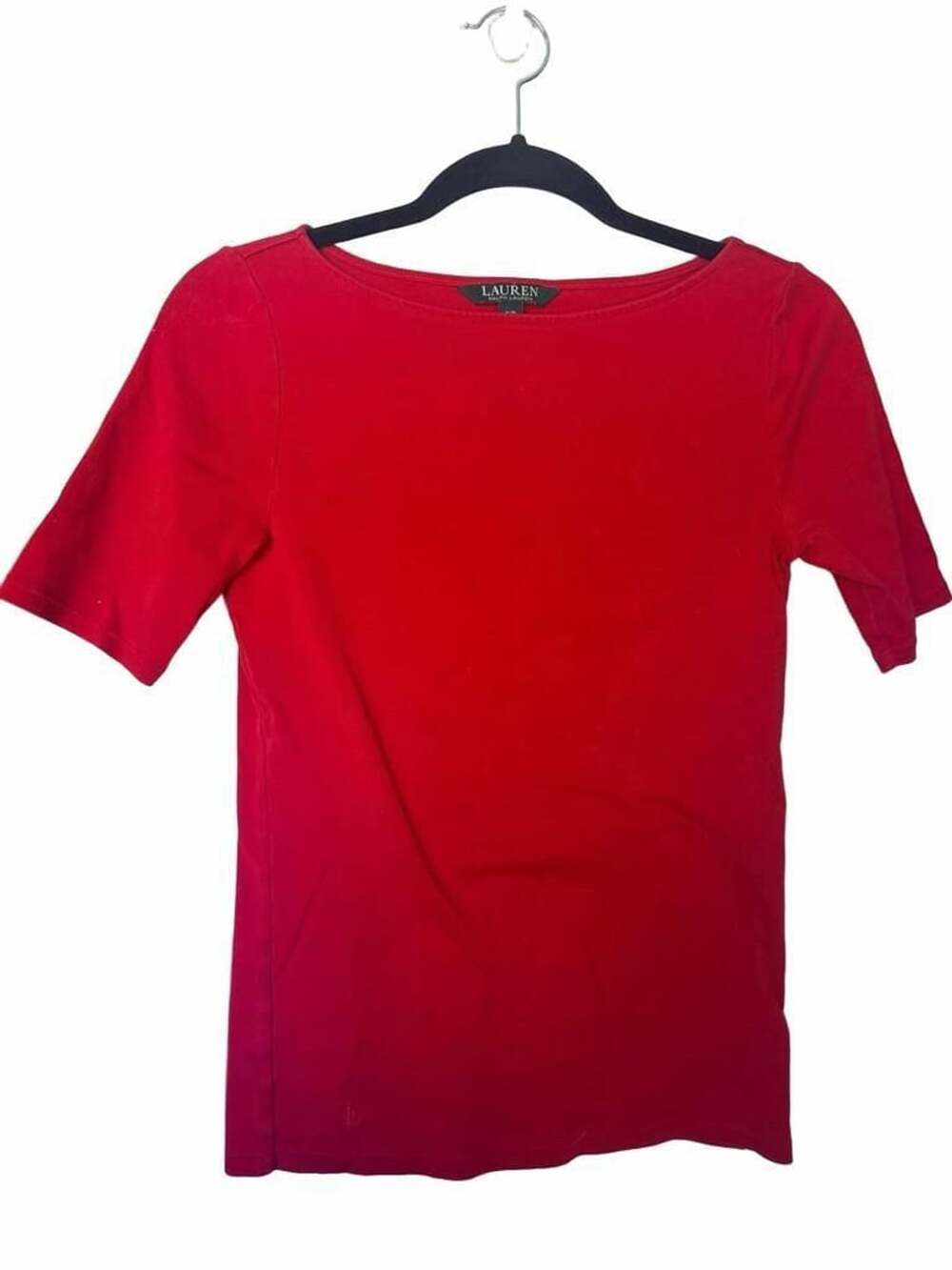 Lauren Ralph Lauren Top Size S/P Red Cotton Short Sleeve Boatneck_168